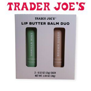 Trader Joes Lip Butter Balm Duo Vanilla Mint Brown Sugar Glossy Hydration NWT